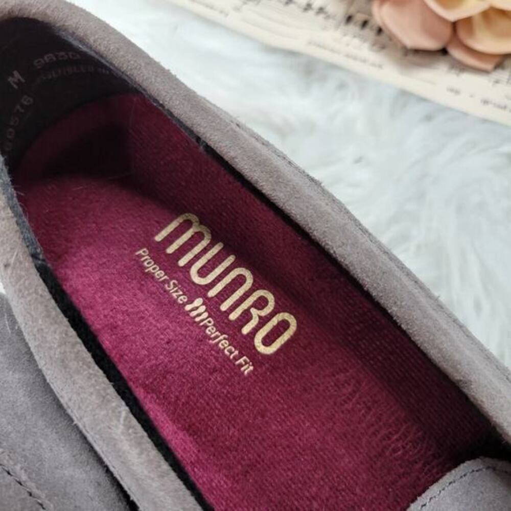Munro Katie Gray Suede Platform Penny Loafers 9 - Picture 6 of 7